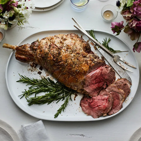 Garlic & Rosemary Roasted Lamb Leg with a Red Wine Lamb Fat Gravy