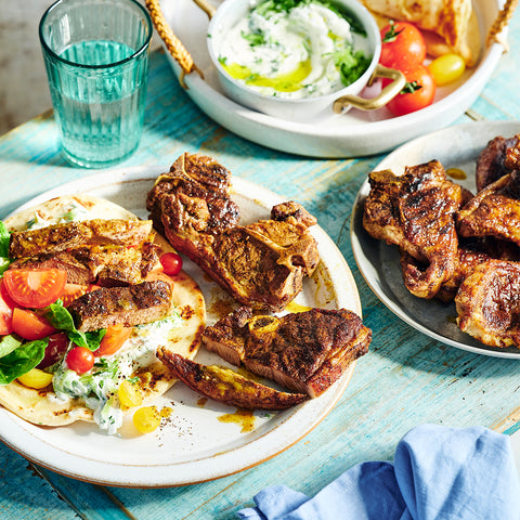 Shawarma-Spiced Lamb Chops with Tzatziki